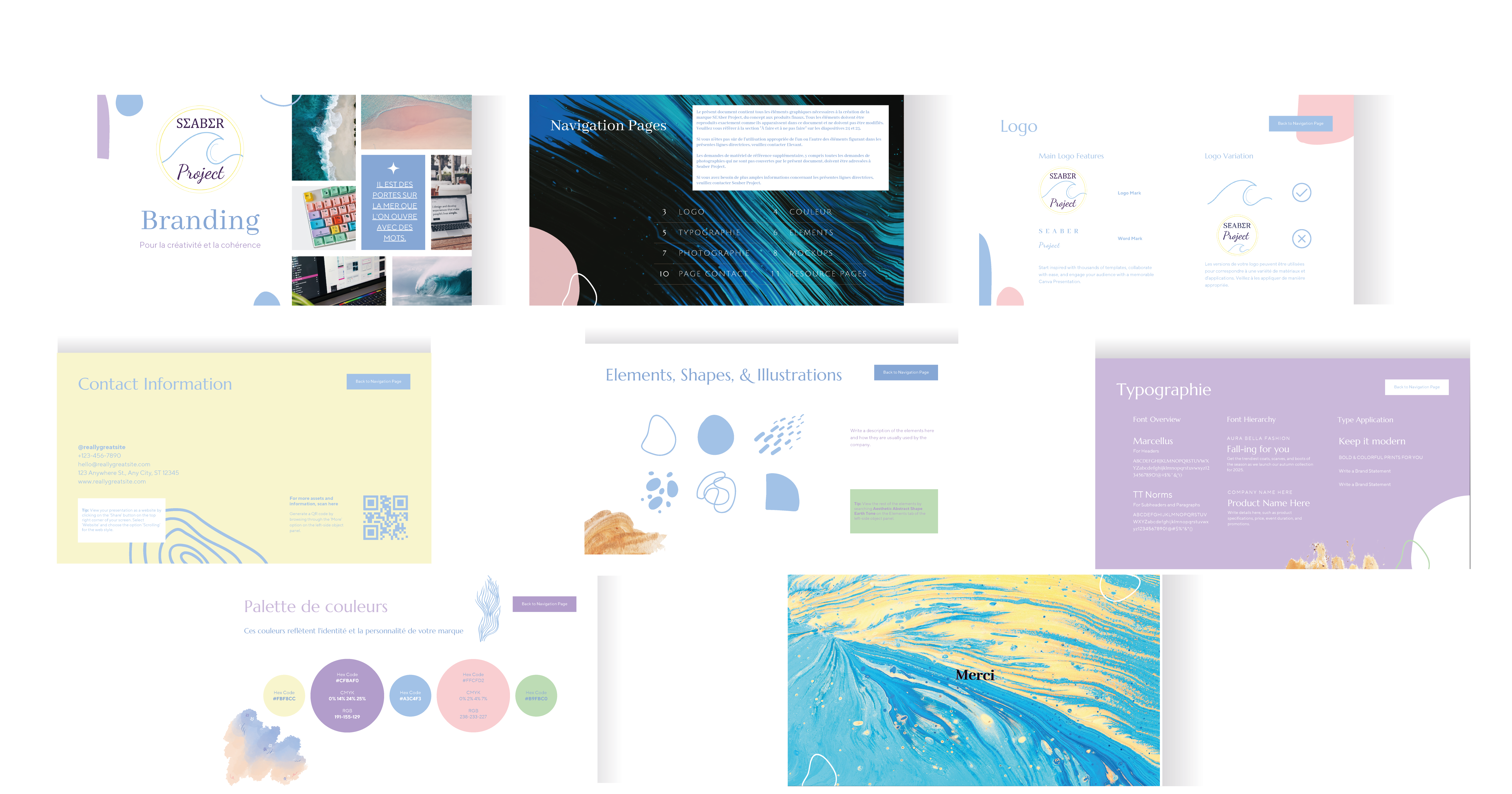 Présentation de différentes pages d'une charte graphique